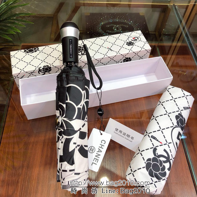 CHANEL香奈兒 2019香奈兒 亞太專櫃最新款 山茶花全自動UV晴雨傘 防雨防紫外線隔熱傘  sll1036